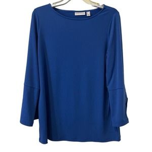 Susan Graver Woman's Long Bell Sleeve With Grommets Sleeve Top Size S